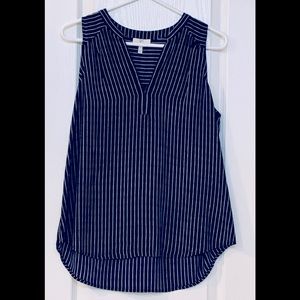 Joie Sleeveless Blouse - Navy Blue/ White Striped